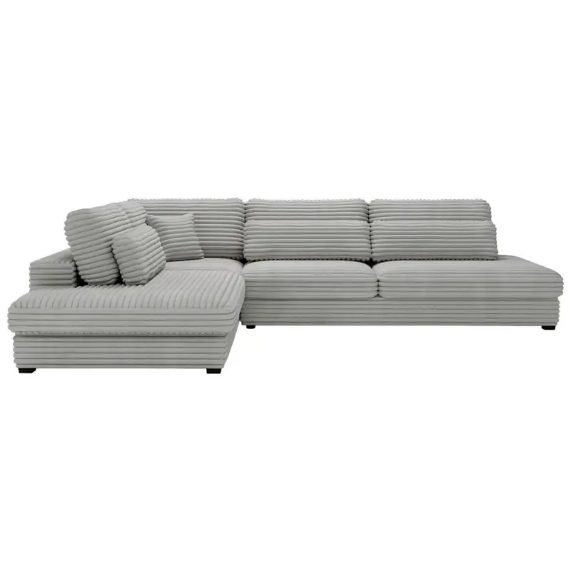 Ecksofa in Cord, Pl&uuml;sch Grau 244/332 cm