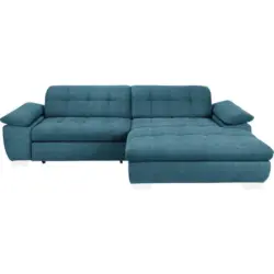 Ecksofa in Mikrofaser Blau 265/180 cm