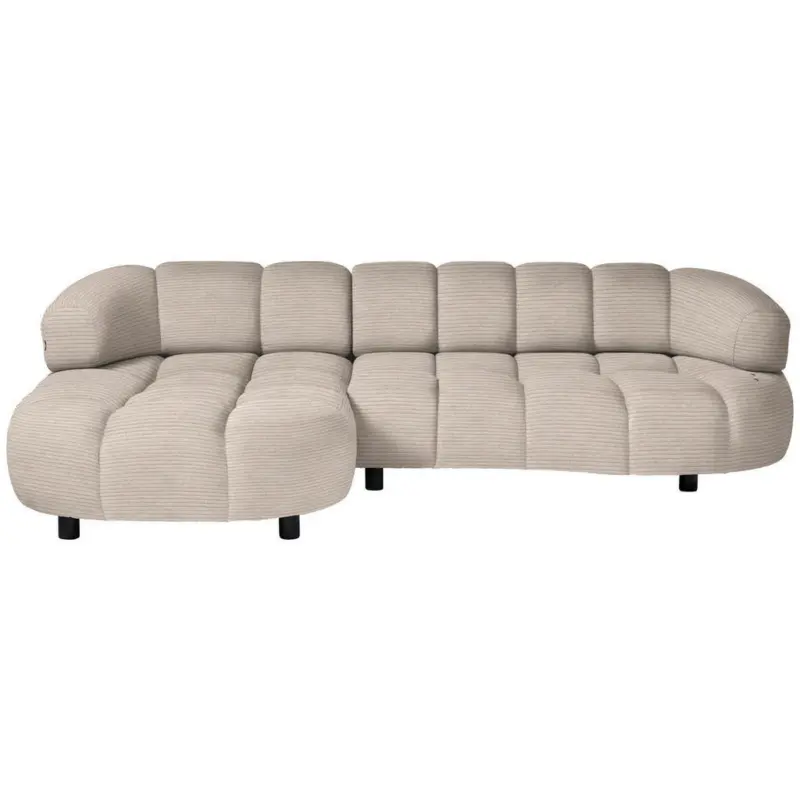 Ecksofa in Cord, Velours Beige 183/284 cm