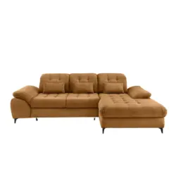 Eckschlafsofa in Cord Goldfarben