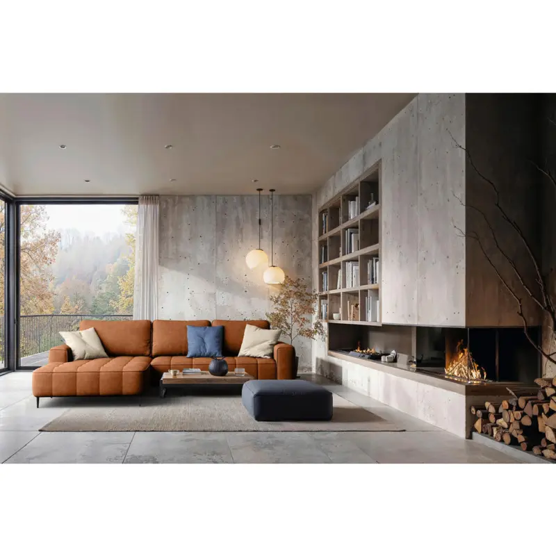 Eckschlafsofa Florence in Velours Cognac
