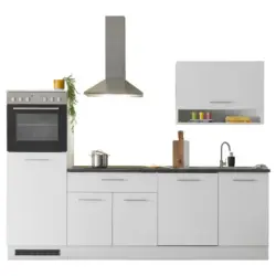 K&uuml;chenleerblock 260 cm in Grau, Wei&szlig;