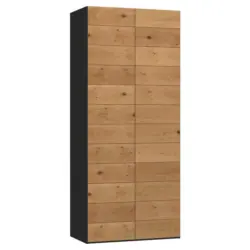 Dreht&uuml;renschrank in Schwarz, Wildeiche