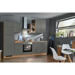 K&uuml;chenblock 280 cm in Anthrazit, Eichefarben