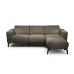 Dreisitzer inkl. Hocker Cosy in Chenille Braun