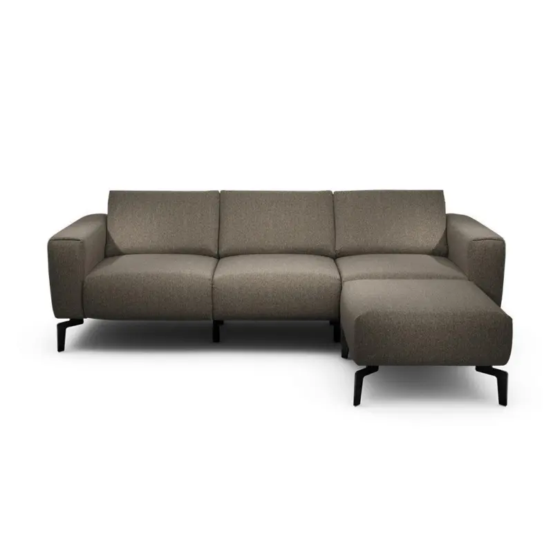 Dreisitzer inkl. Hocker Cosy in Chenille Braun