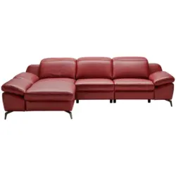Ecksofa in Echtleder Rot 183/286 cm