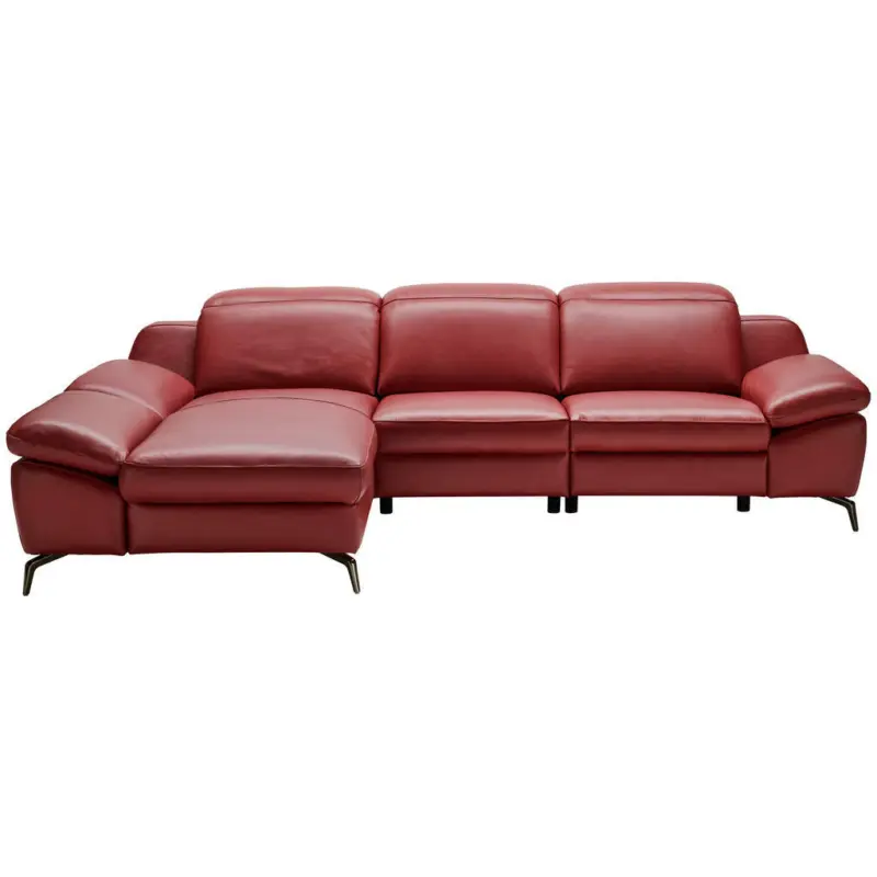 Ecksofa in Echtleder Rot 183/286 cm