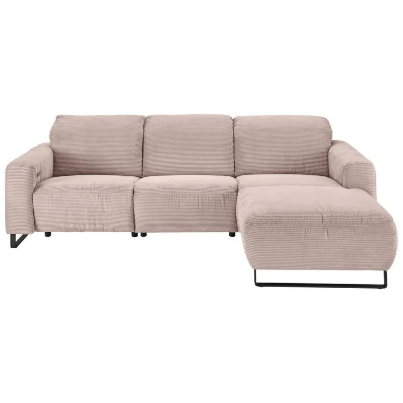 Ecksofa in Cord Rosa 266/180 cm