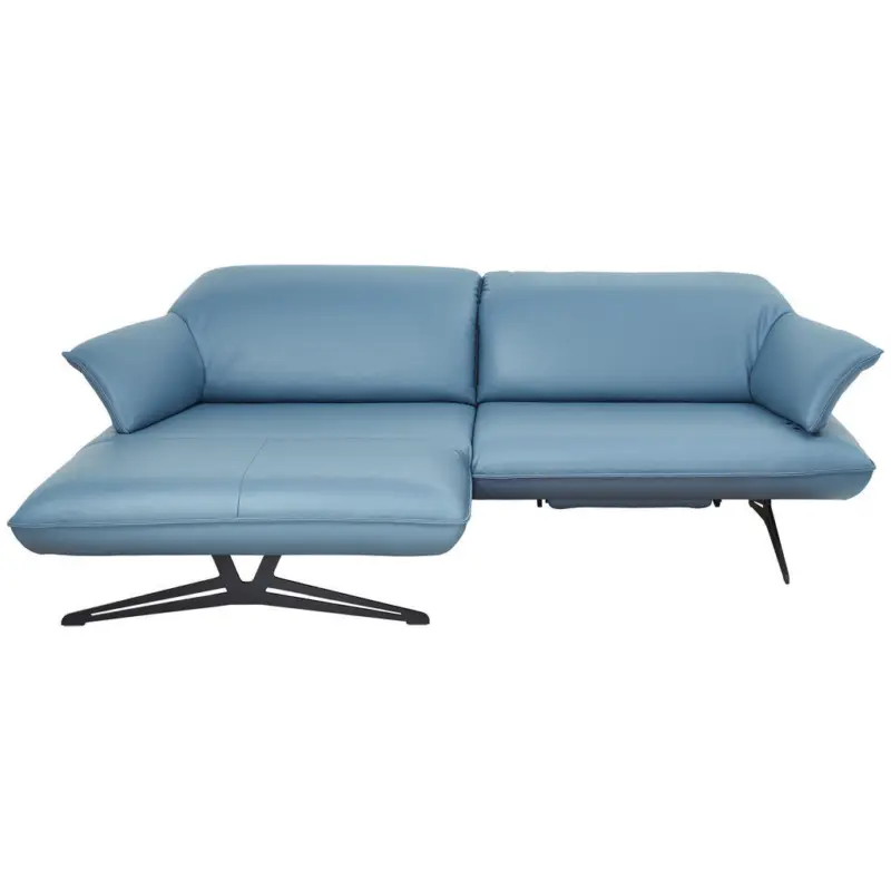 Ecksofa in Echtleder Blau 169/252 cm
