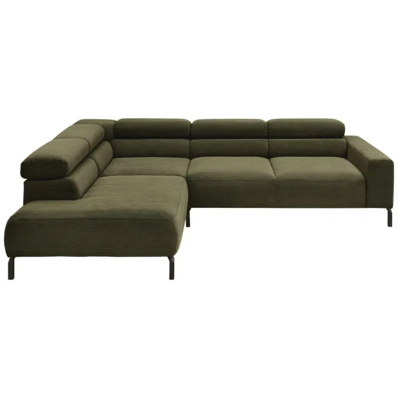 Ecksofa in Feincord Dunkelgr&uuml;n 219/273 cm