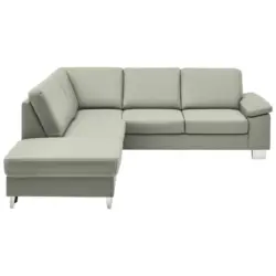 Ecksofa in Echtleder Silberfarben 235/248 cm