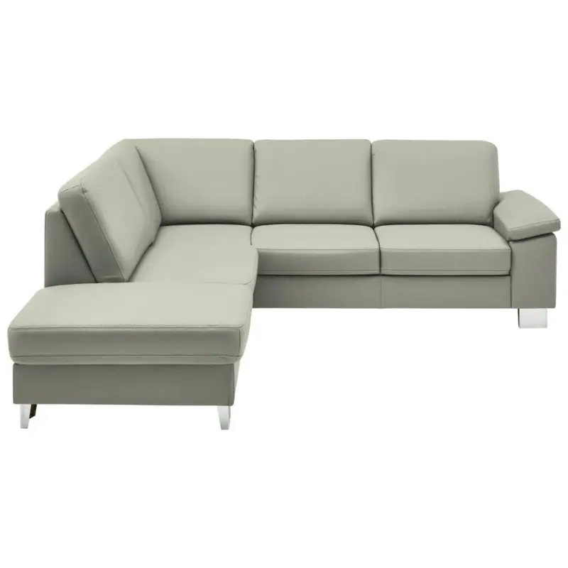 Ecksofa in Echtleder Silberfarben 235/248 cm