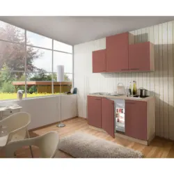 Minik&uuml;che 150 cm in Rot, Wildeiche