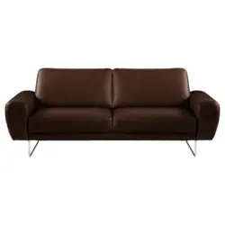 2-Sitzer-Sofa Spring in Echtleder Chromfarben, Dunkelbraun