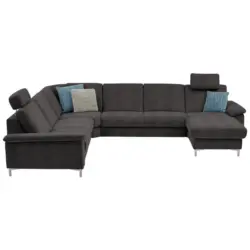 Wohnlandschaft in Chenille Graubraun