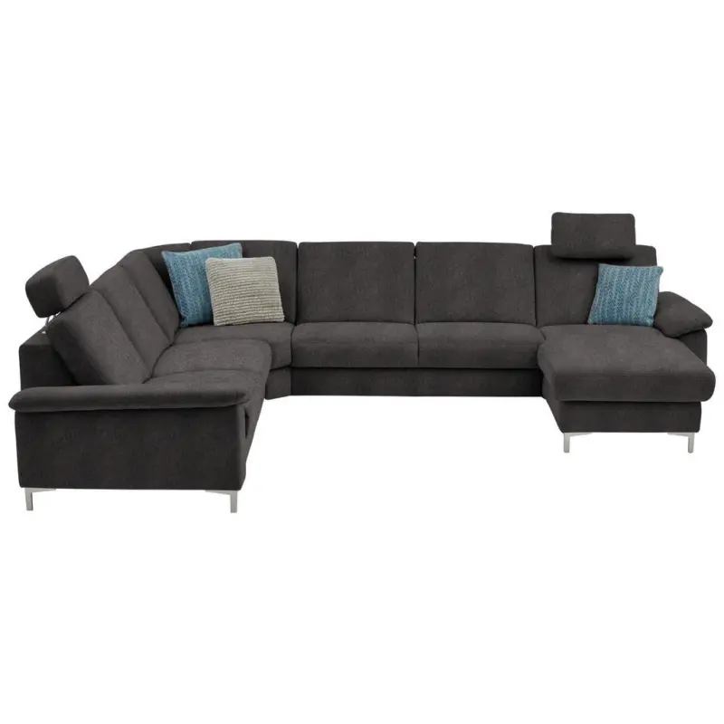 Wohnlandschaft in Chenille Graubraun