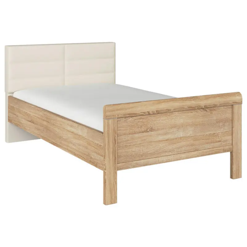 Bett 90/200 cm in Champagner, Sonoma Eiche
