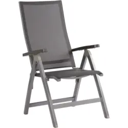 Gartenklappsessel in Metall, Textil Graphitfarben, Silberfarben