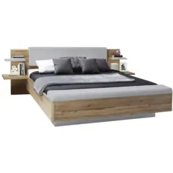 Bettanlage 180/200 cm in Grau, Eiche Artisan