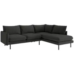 Ecksofa Samos in Flachgewebe Dunkelgrau 267/204 cm