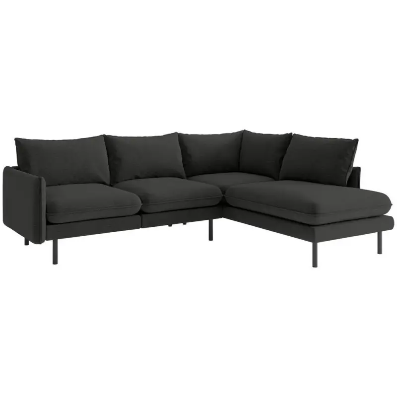 Ecksofa Samos in Flachgewebe Dunkelgrau 267/204 cm