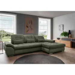 Ecksofa in Chenille Gr&uuml;n