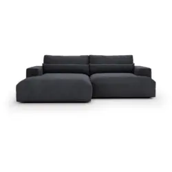 Ecksofa Felicia in Cord Dunkelgrau 187/268 cm