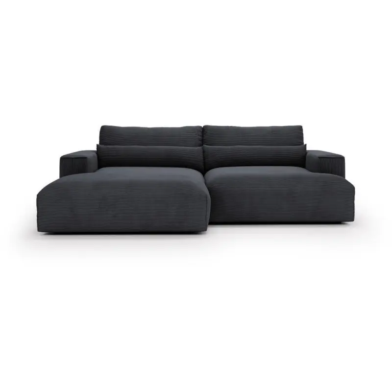 Ecksofa Felicia in Cord Dunkelgrau 187/268 cm