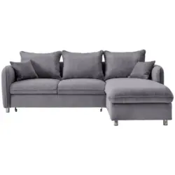 Eckschlafsofa in Cord Grau
