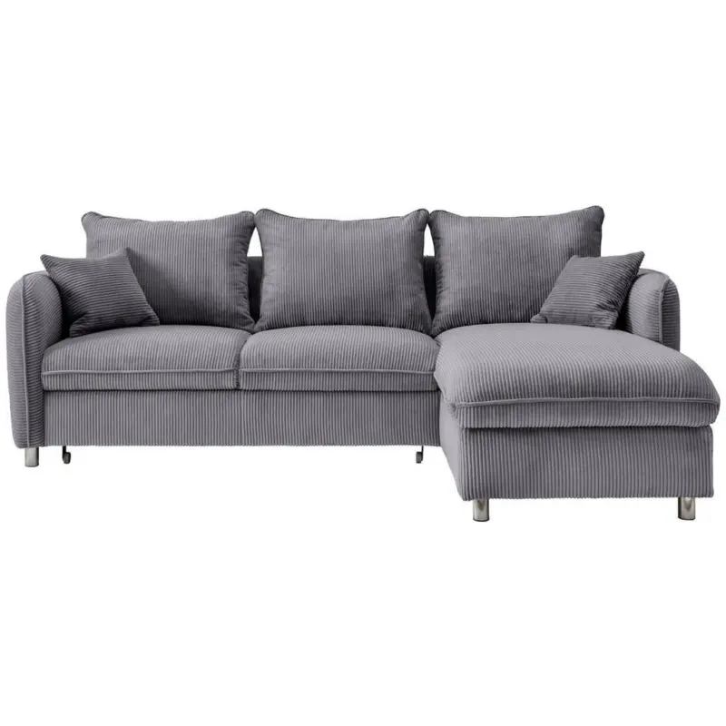 Eckschlafsofa in Cord Grau