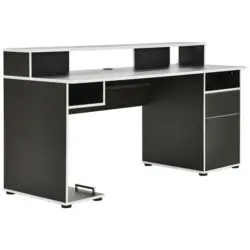 Gamingtisch 170/65/92 cm in Schwarz, Wei&szlig;
