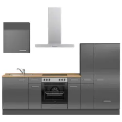 K&uuml;chenleerblock 270 cm in Eichefarben, Schieferfarben