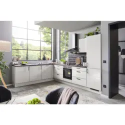 Eckk&uuml;che 245/345 cm in Hellgrau