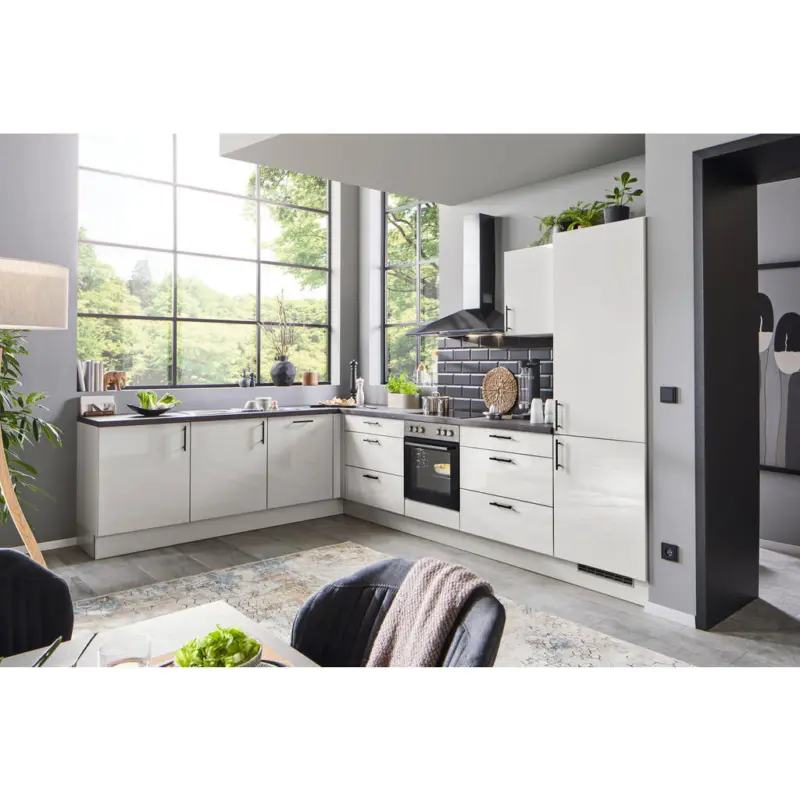 Eckk&uuml;che 245/345 cm in Hellgrau