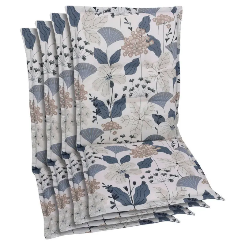 Sesselauflagenset in Blau, Beige Floral