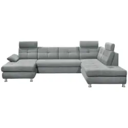 Wohnlandschaft in Webstoff Hellgrau