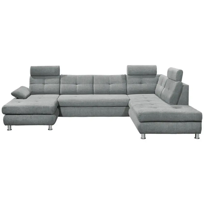 Wohnlandschaft in Webstoff Hellgrau