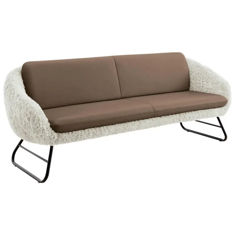 Sitzbank 219/87/78 cm in Beige, Graubraun