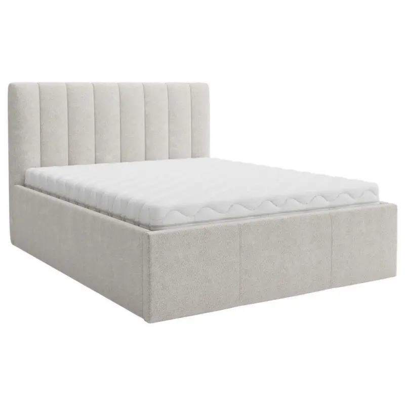 Polsterbett Matratze, Lattenrost, Bettkasten Creme 160/200 cm