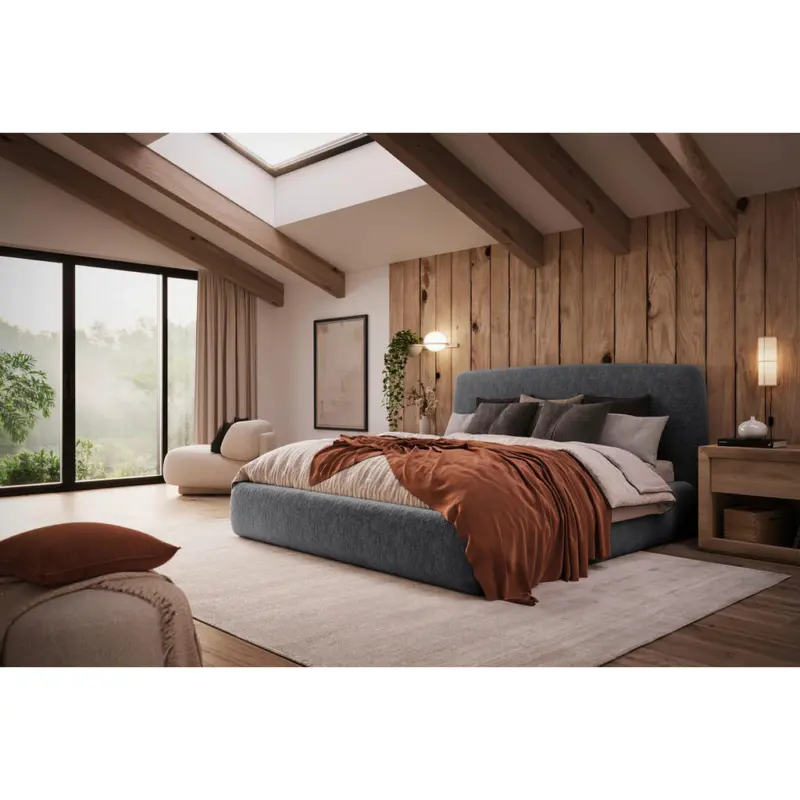 Polsterbett gepolstertes Kopfteil, Lattenrost, Bettkasten Graphitfarben 180/200 cm