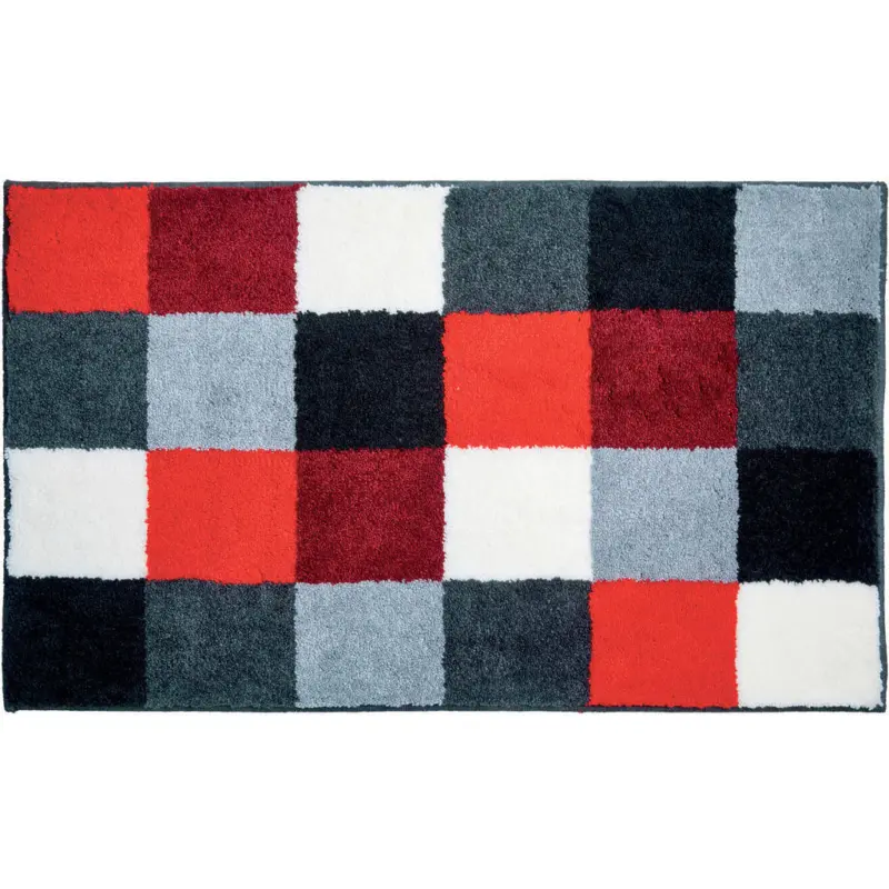 Badteppich Rot, Schwarz, Wei&szlig; 60/100 cm