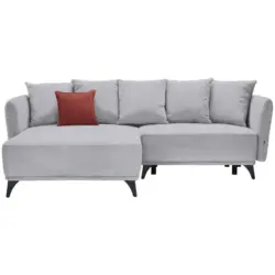 Ecksofa in Chenille Hellgrau 172/255 cm