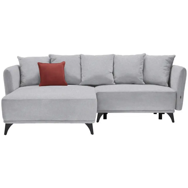 Ecksofa in Chenille Hellgrau 172/255 cm