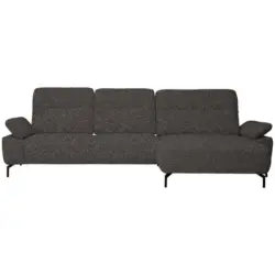 Ecksofa in Chenille, Flachgewebe Dunkelgr&uuml;n, Graubraun 318/165 cm