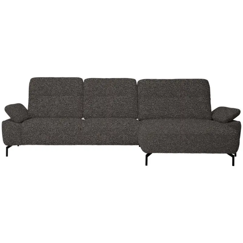 Ecksofa in Chenille, Flachgewebe Dunkelgr&uuml;n, Graubraun 318/165 cm