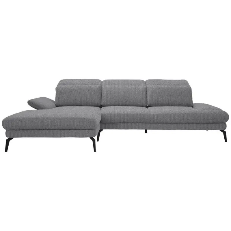 Ecksofa in Webstoff Grau 180/289 cm