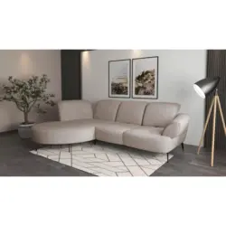 Ecksofa Dance E in Flachgewebe Greige 208/313 cm