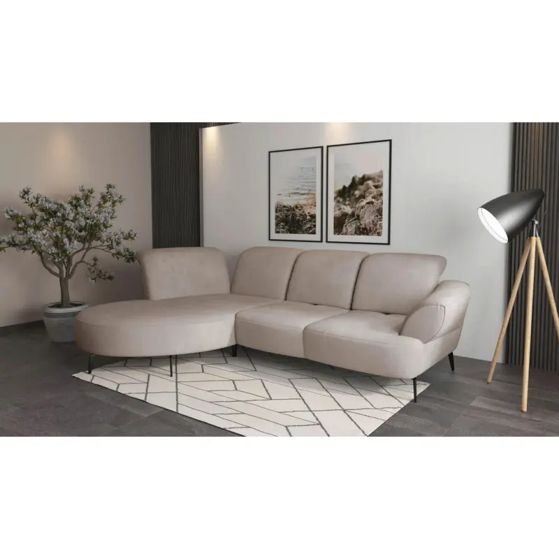 Ecksofa Dance E in Flachgewebe Greige 208/313 cm