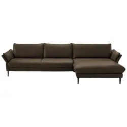 Ecksofa in Echtleder Dunkelbraun 334/172 cm